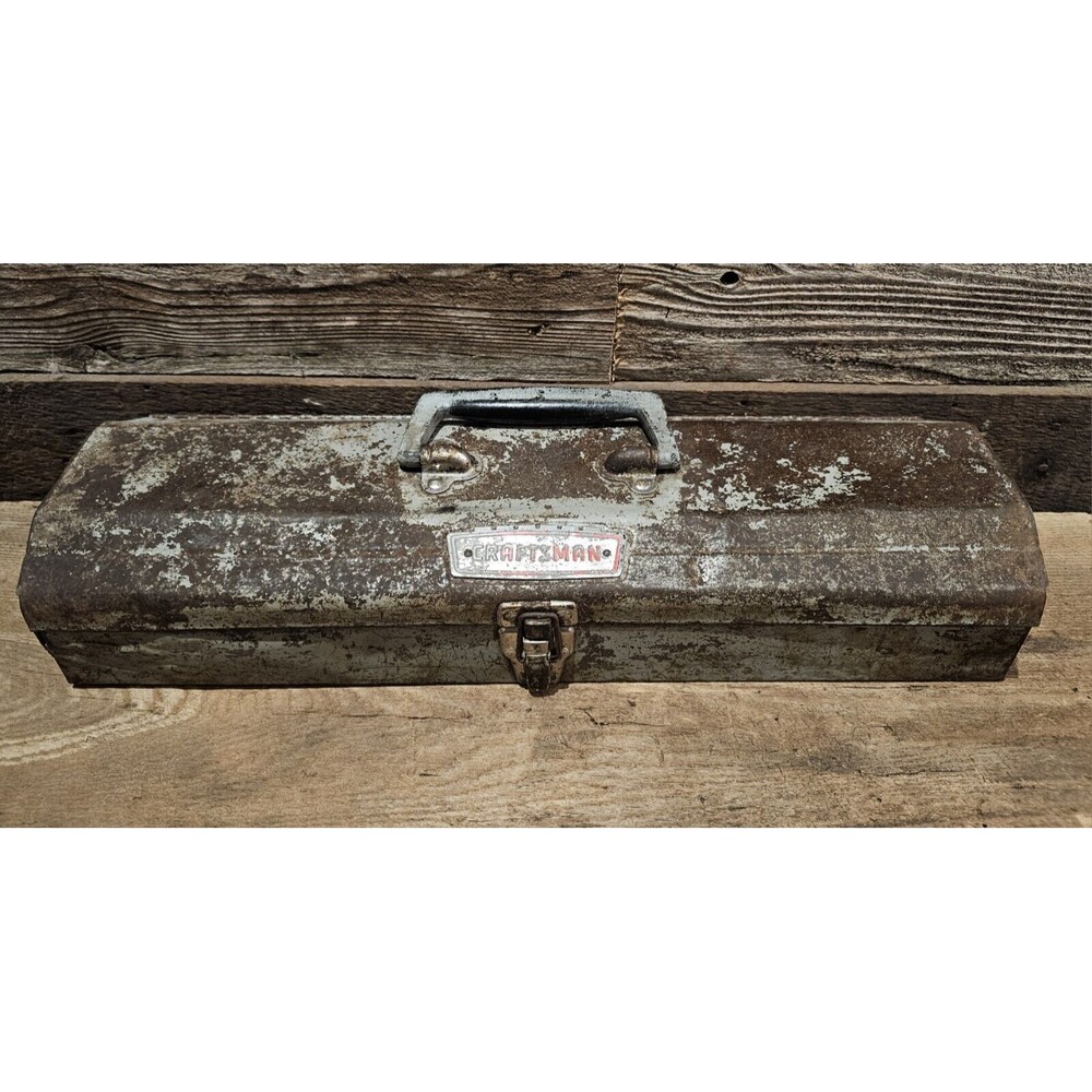 Rare Find Vintage 19 3/4" X 6" Sears Craftsman Metal Crown Logo Toolbox